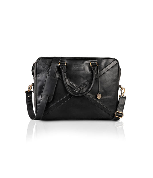 Oily Black Leather Briefcase