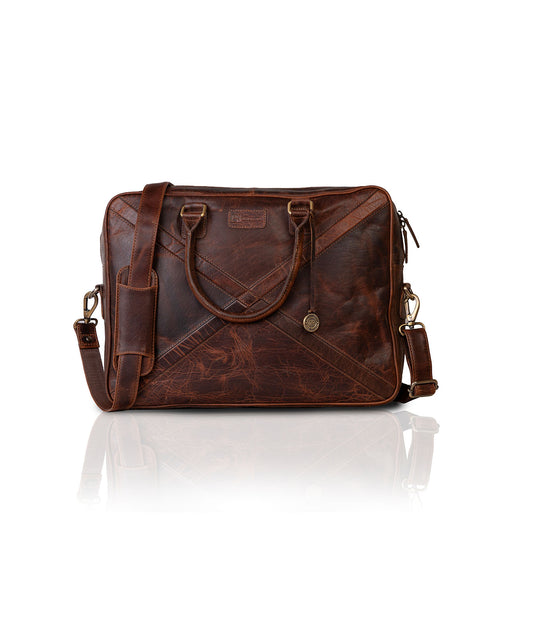 Oily Brown Leather Laptop Bag