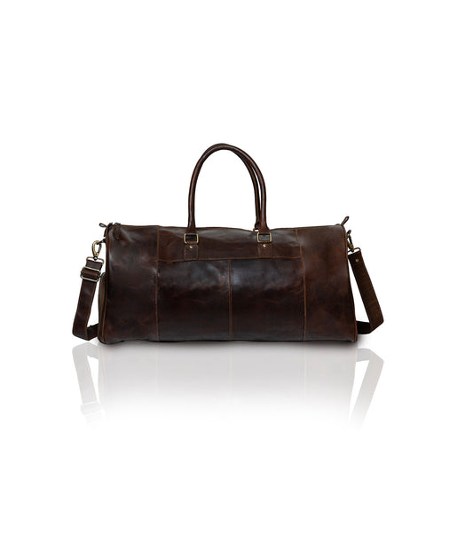 Oily Brown Leather Duffel Bag