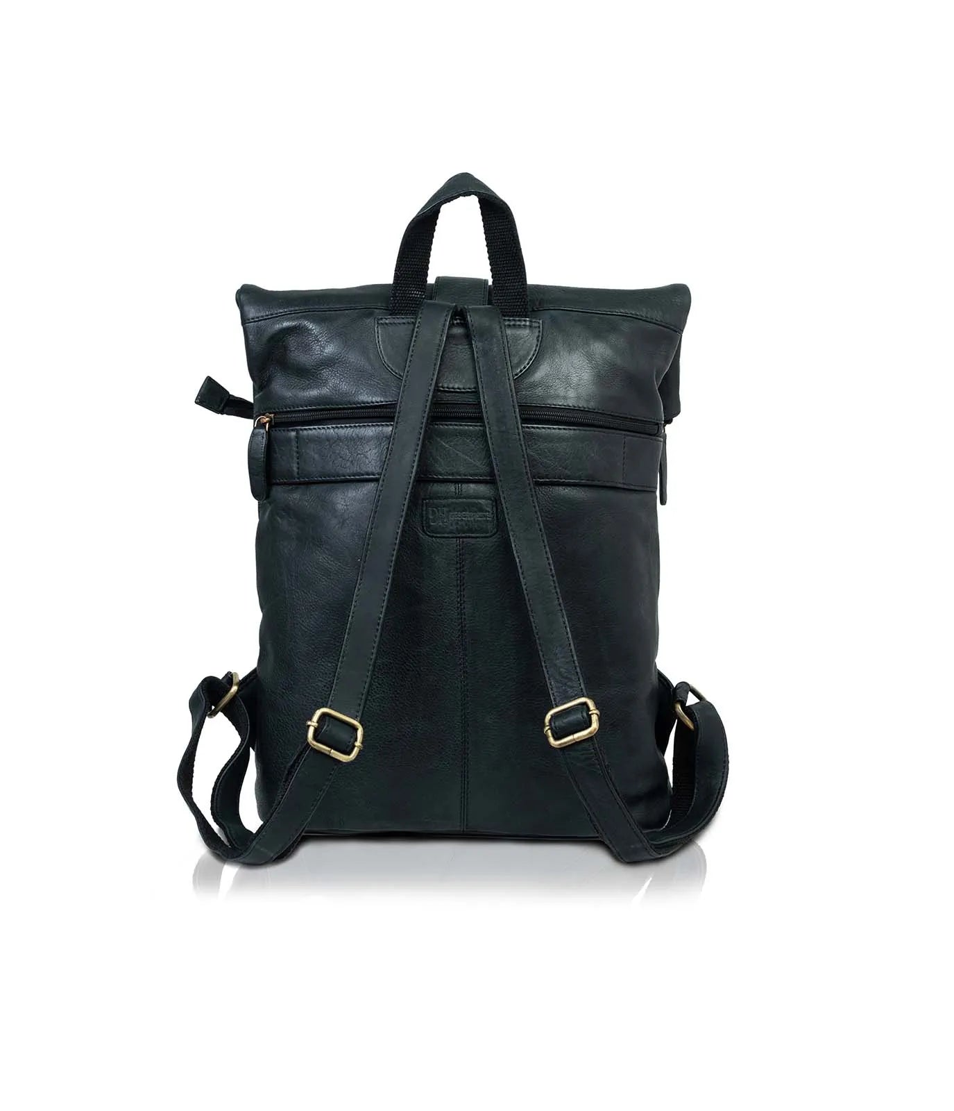 Black Washed Leather Backpack
