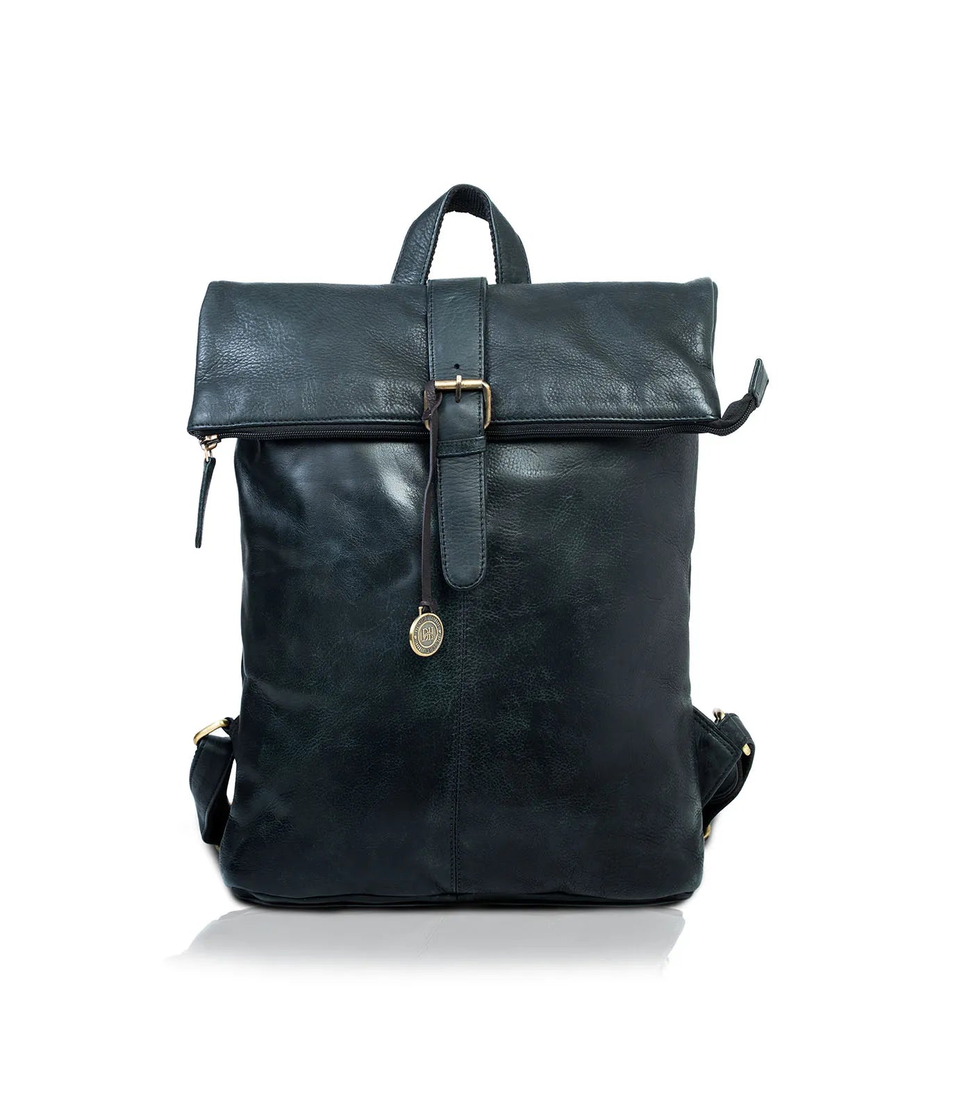 Black Washed Leather Backpack