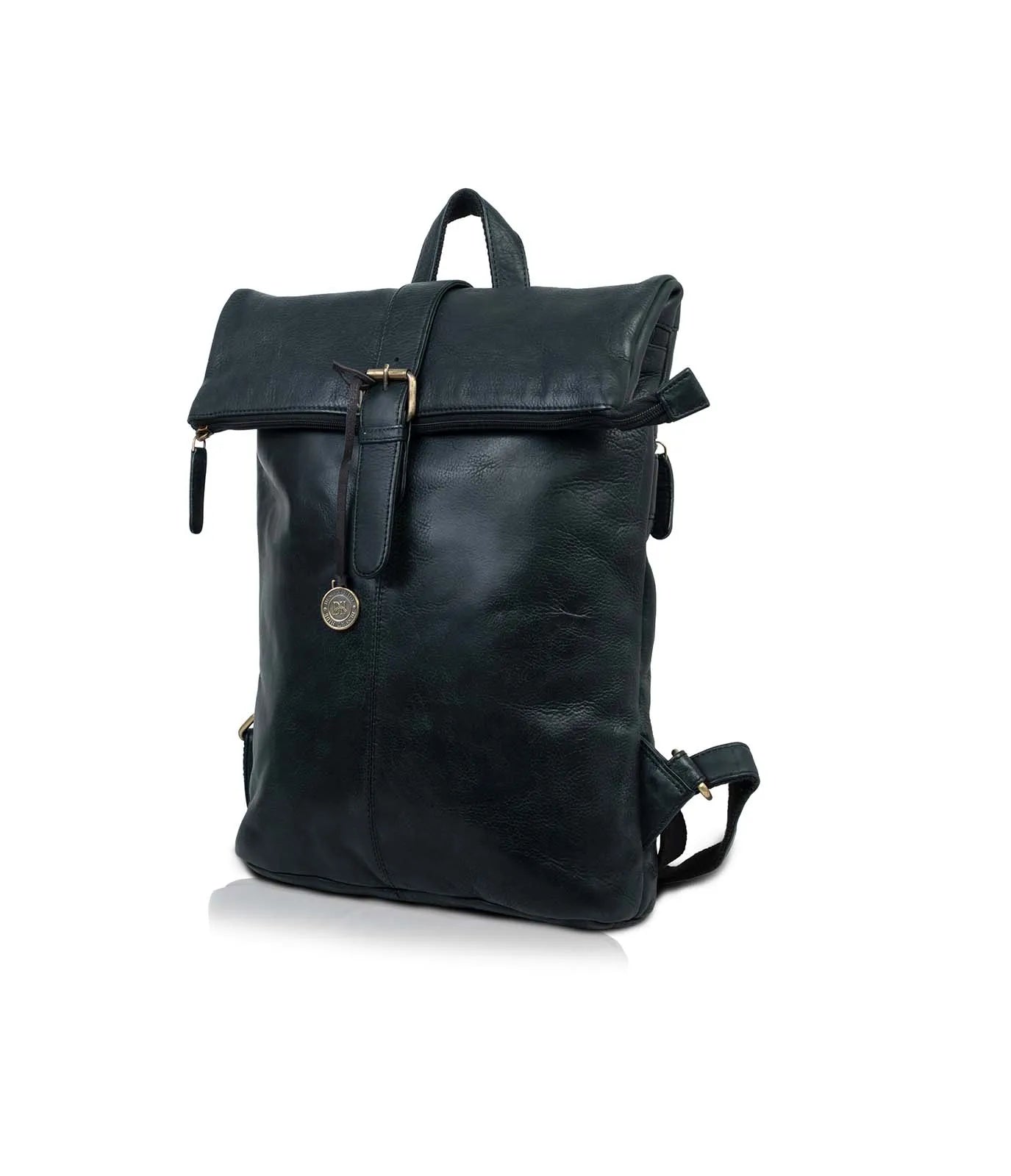 Black Washed Leather Backpack