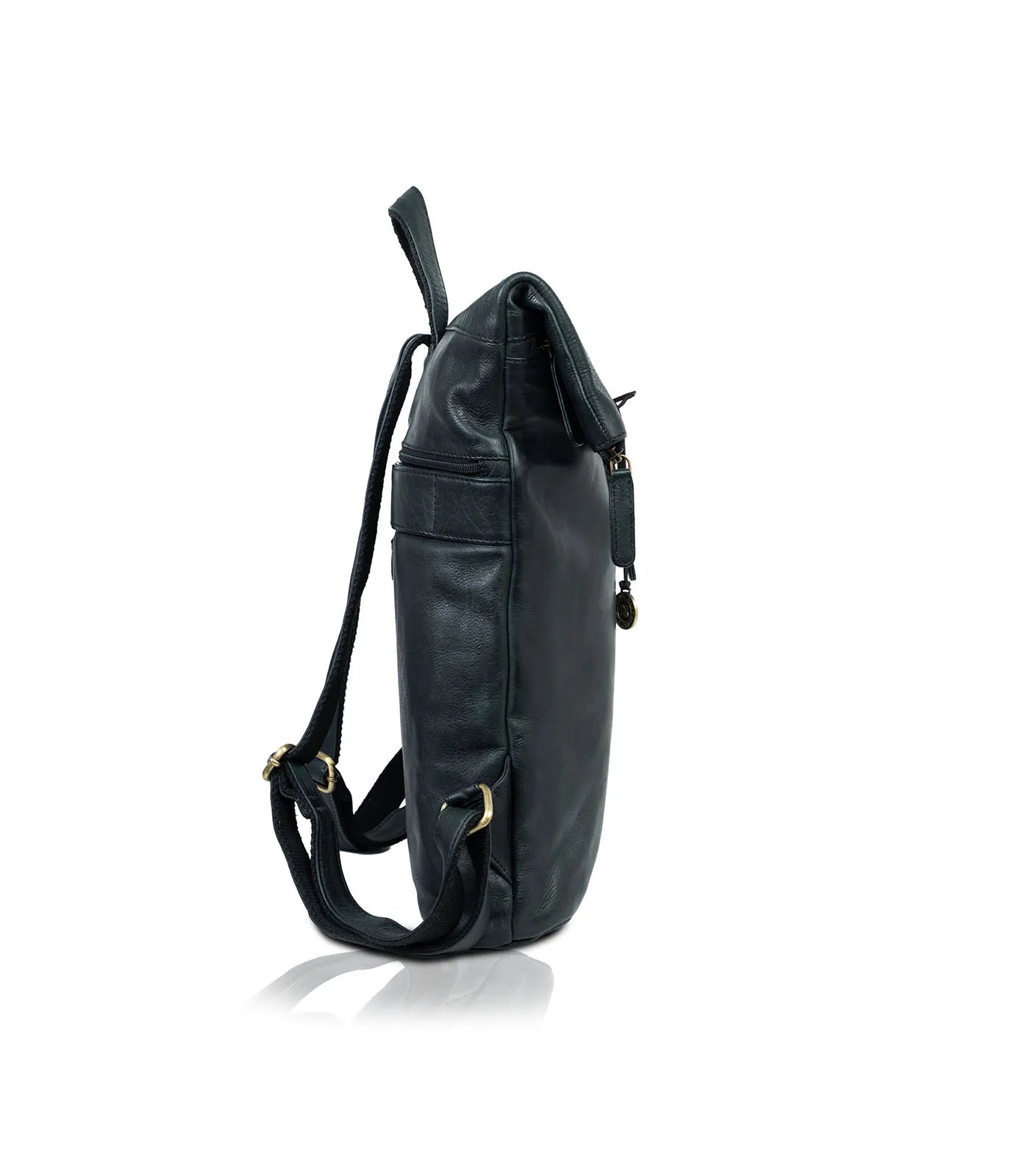 Black Washed Leather Backpack
