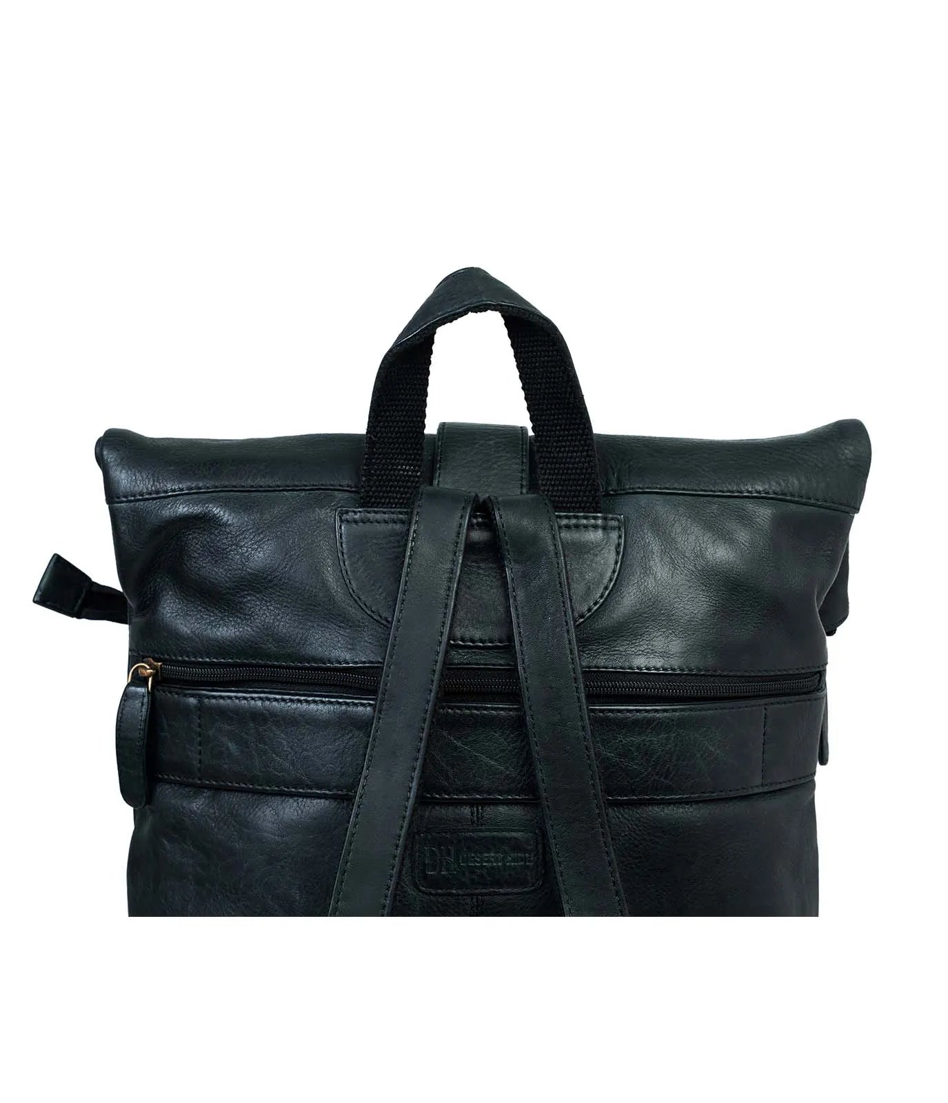 Black Washed Leather Backpack