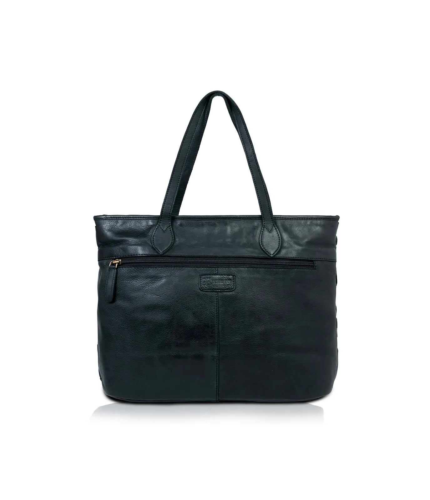 Black Washed Leather Tote Bag
