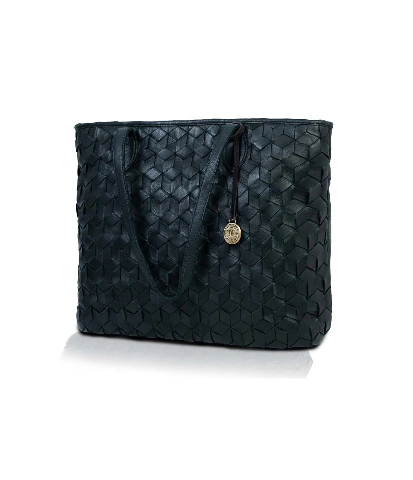 Black Washed Leather Tote Bag