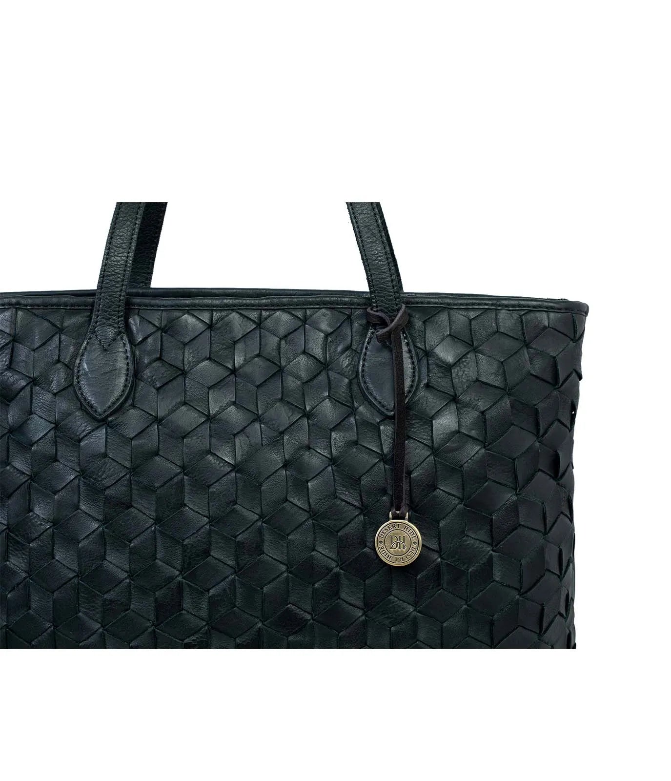 Black Washed Leather Tote Bag