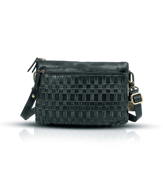 Black Washed Leather Cross Body Bags