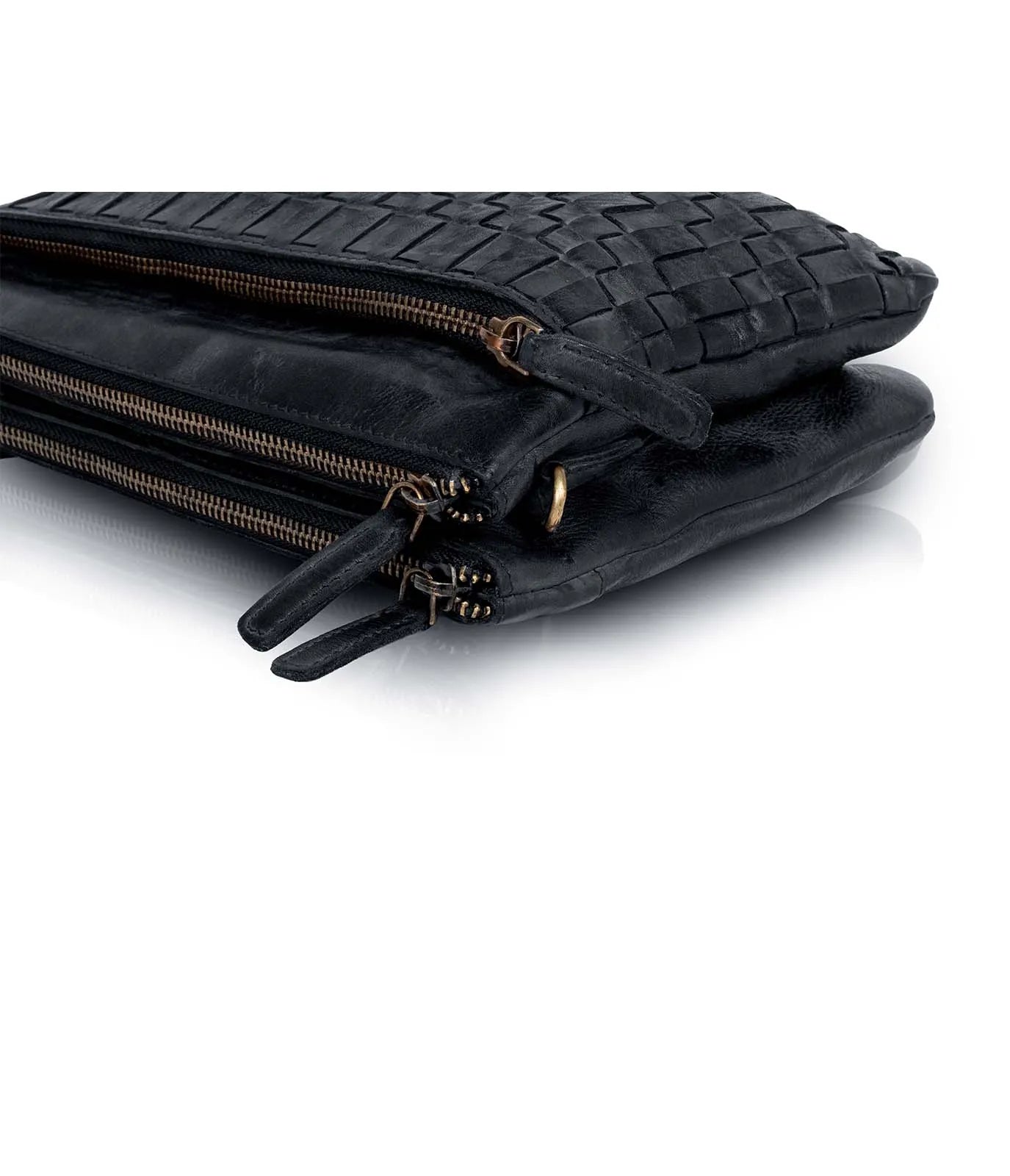 Black Washed Leather Cross Body Bag