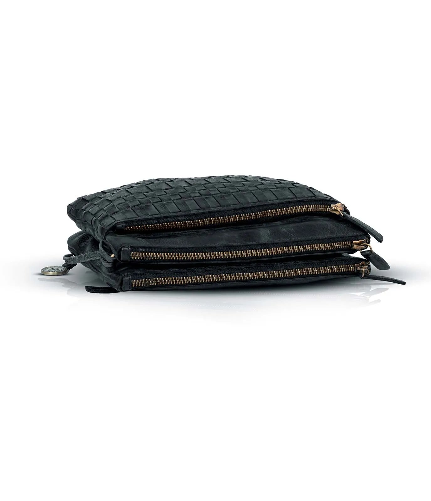 Black Washed Leather Cross Body Bag