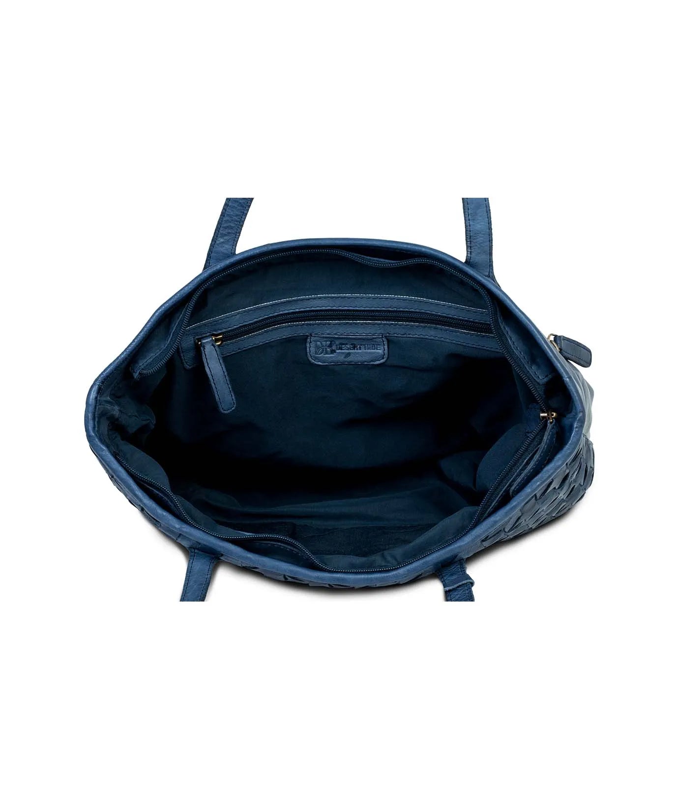 Blue Washed Leather Tote Bag
