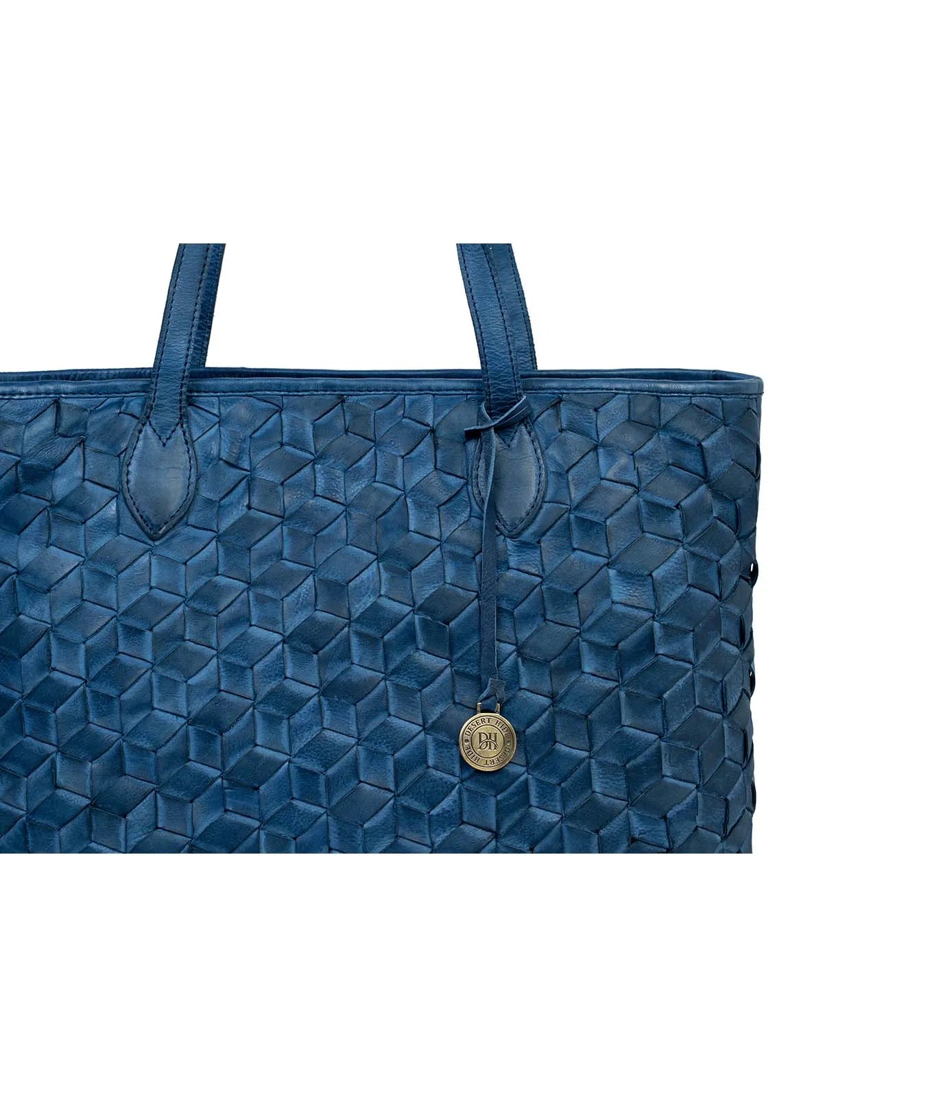 Blue Washed Leather Tote Bag