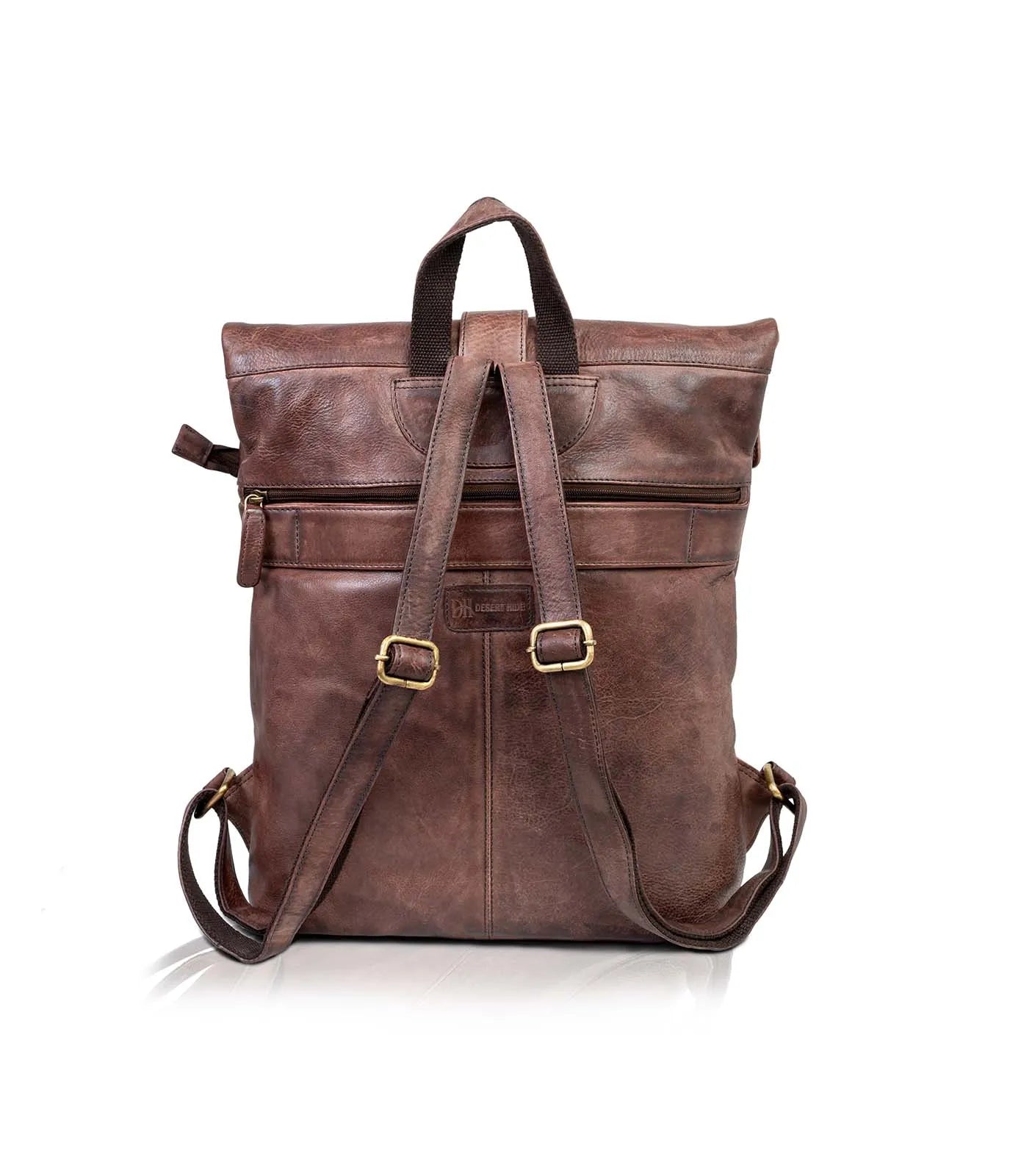 Brown Washed Leather Backpack