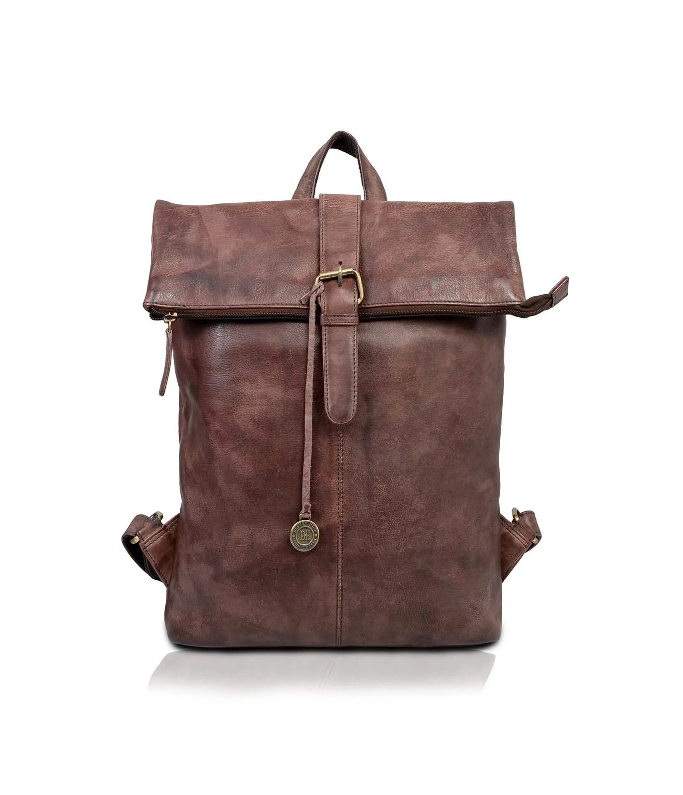 Brown Washed Leather Backpack