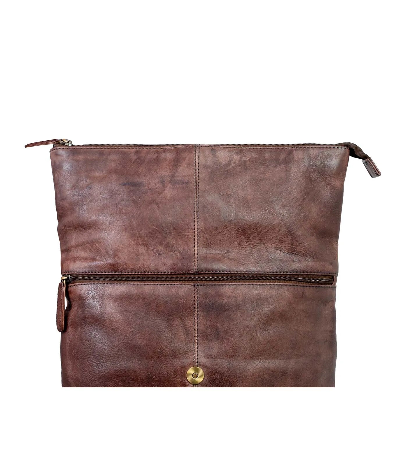 Brown Washed Leather Backpack