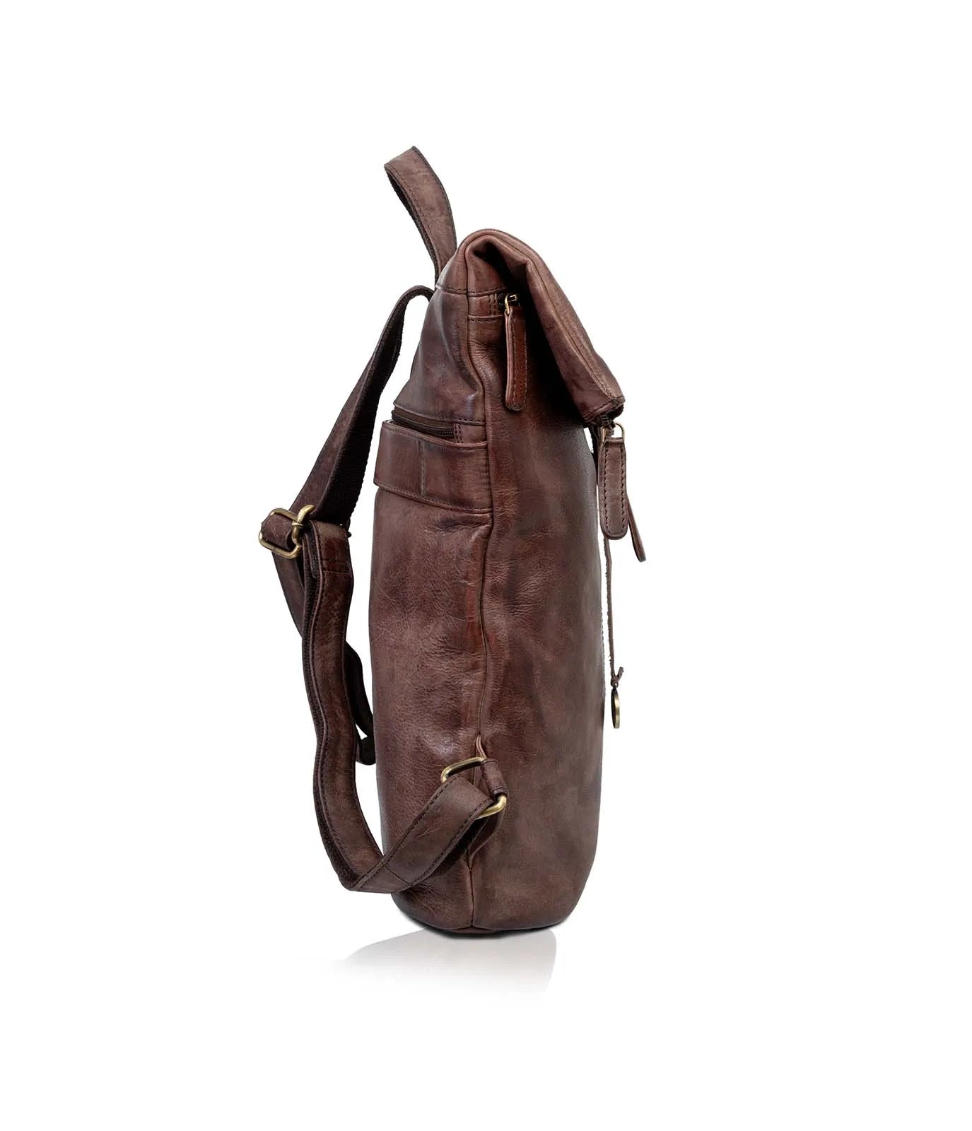 Brown Washed Leather Backpack