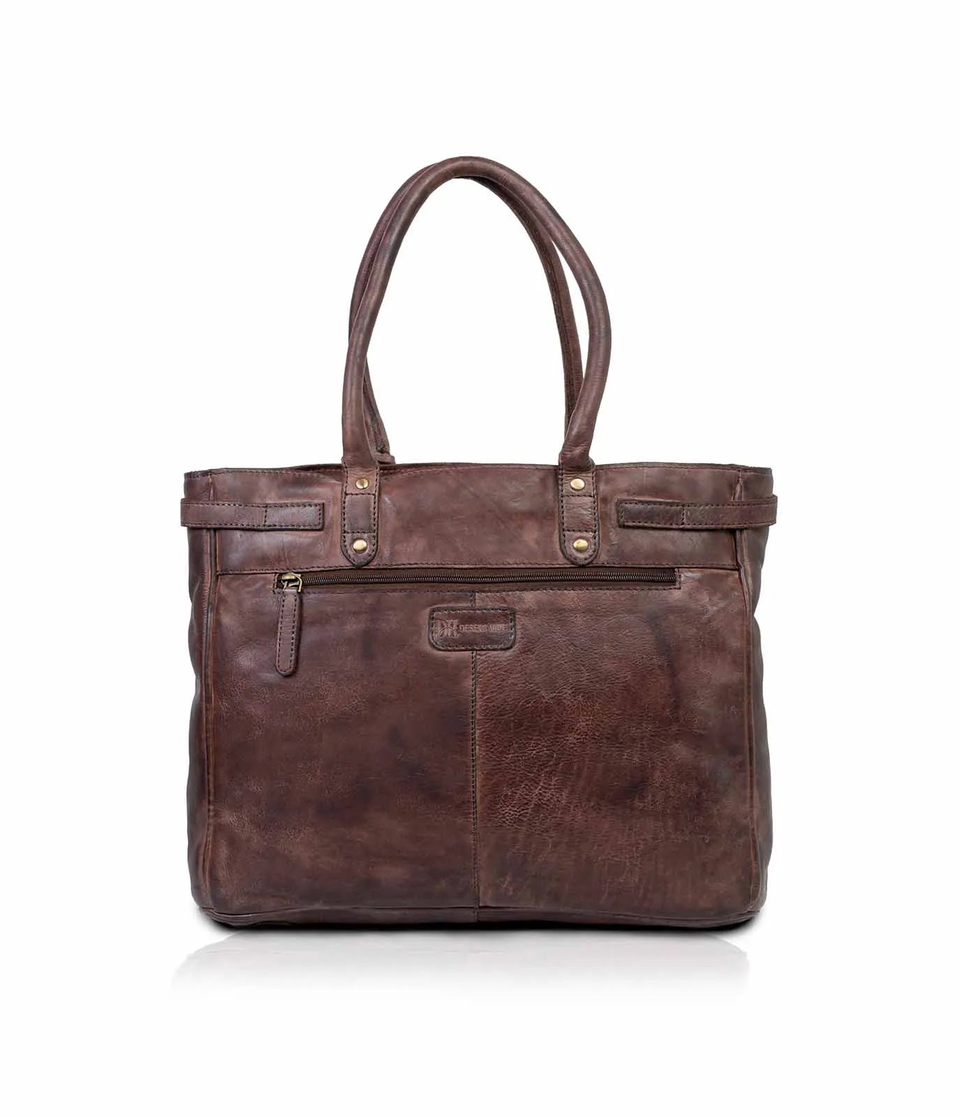 Brown Washed Premium Leather Tote Bag