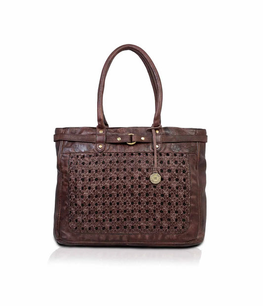 Brown Washed Premium Leather Tote Bag