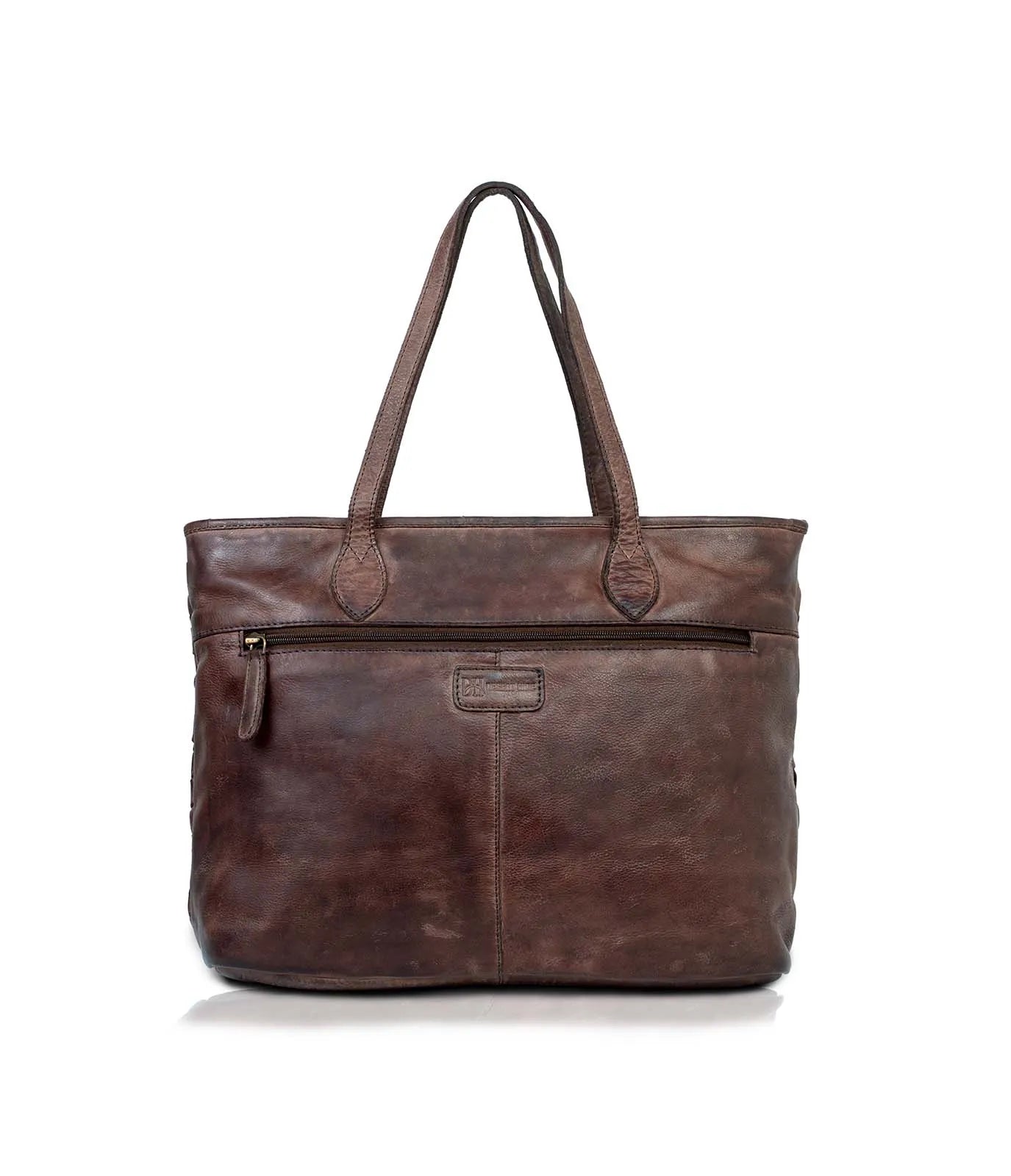 Brown Washed Leather Tote Bag