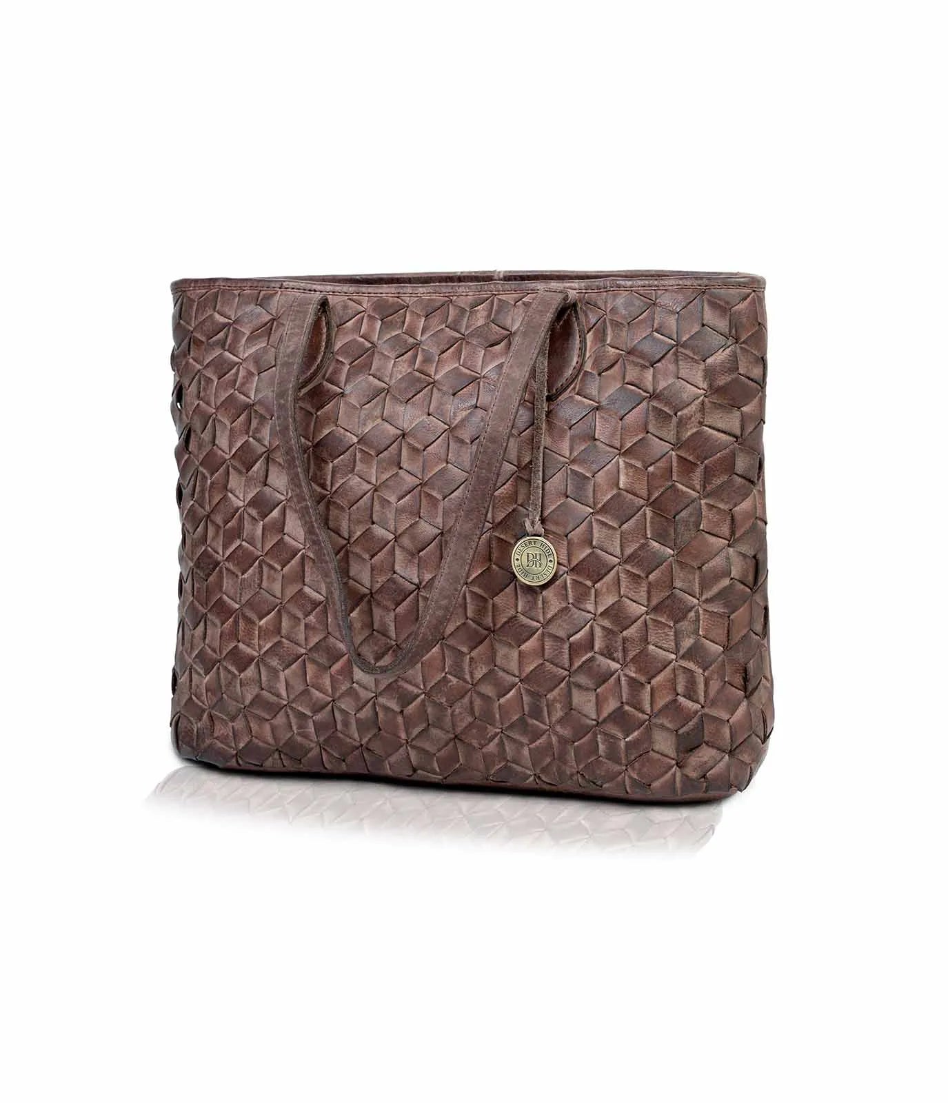 Brown Washed Leather Tote Bag