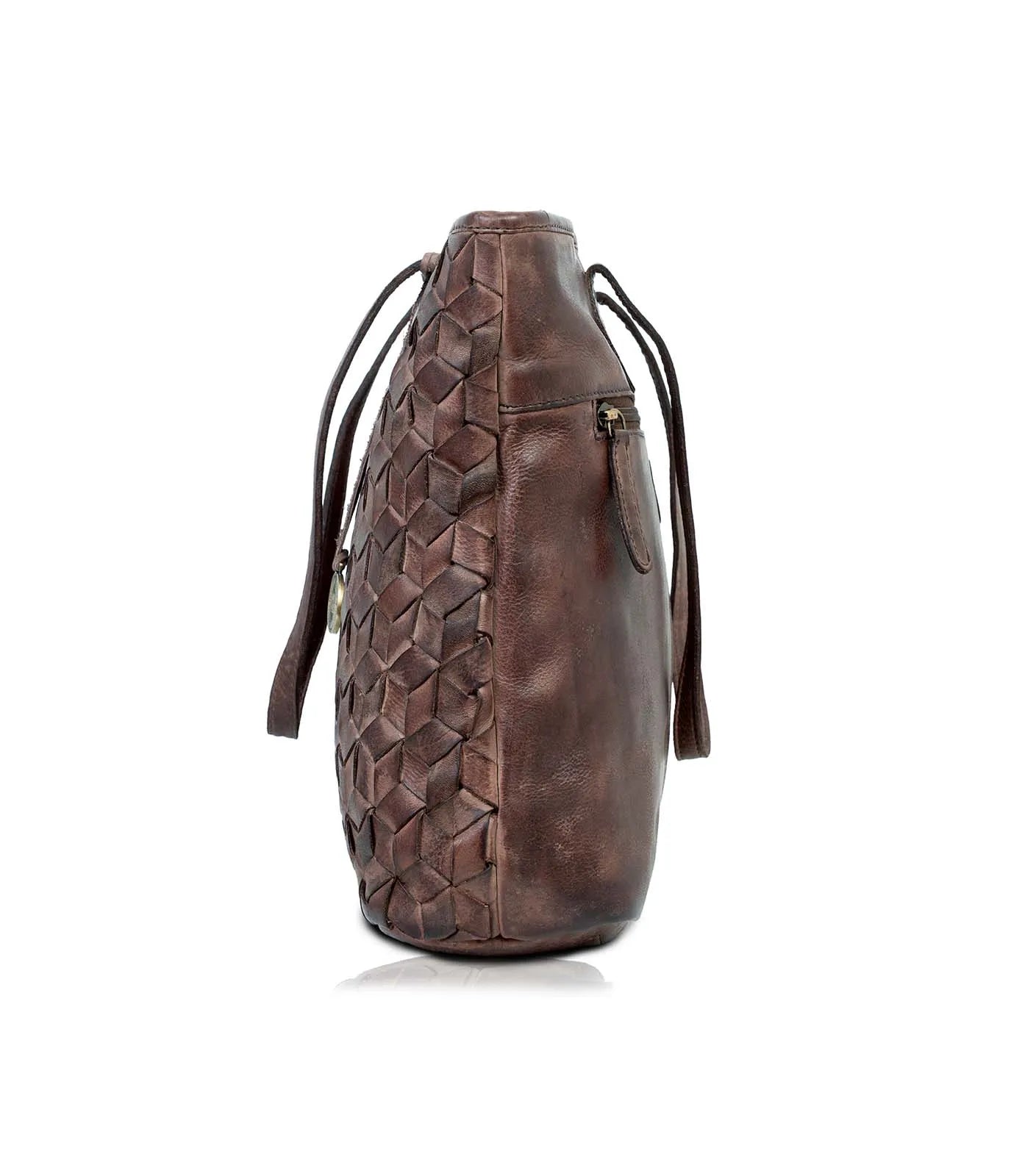 Brown Washed Leather Tote Bag