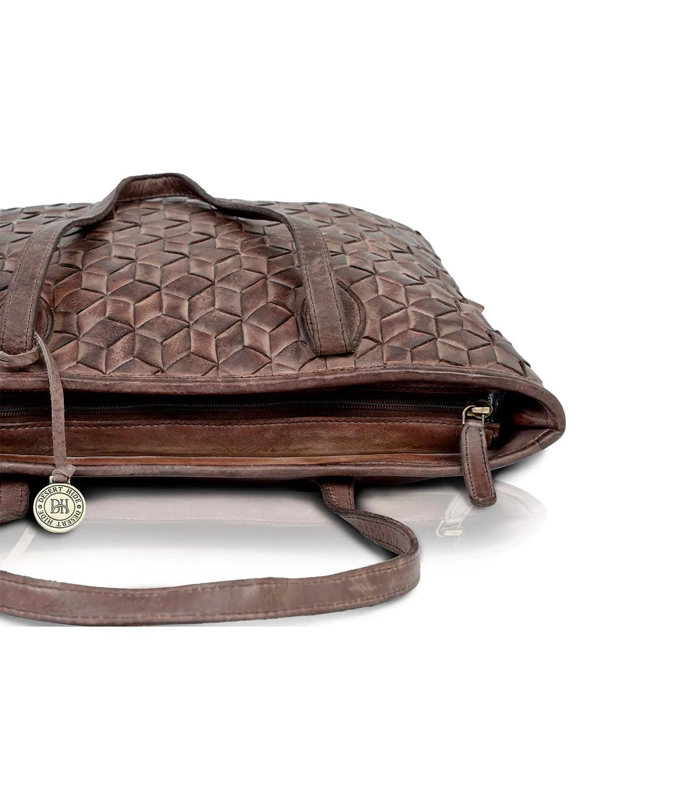 Brown Washed Leather Tote Bag