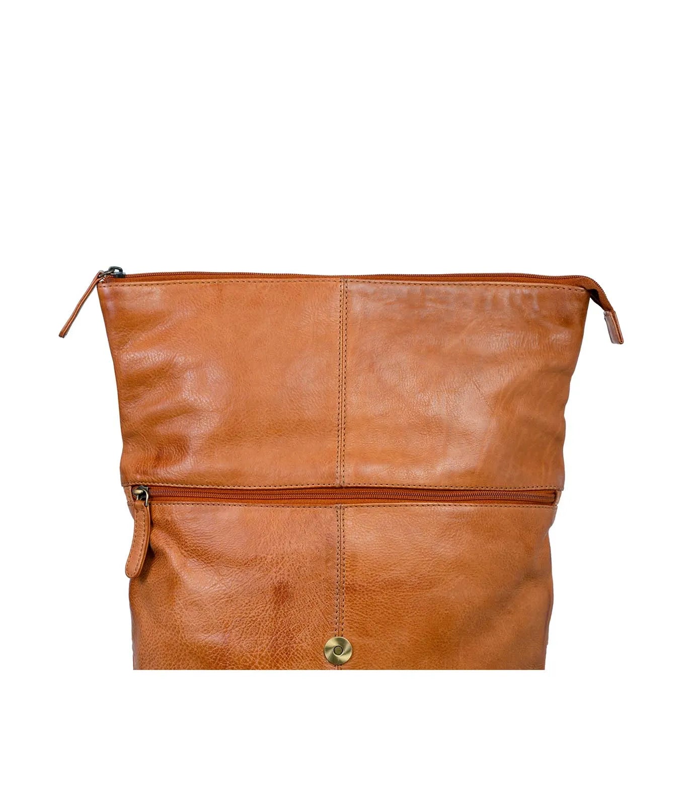 Cognac Washed Leather Backpack