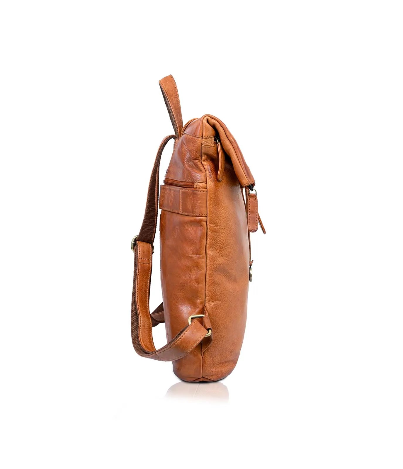 Cognac Washed Leather Backpack