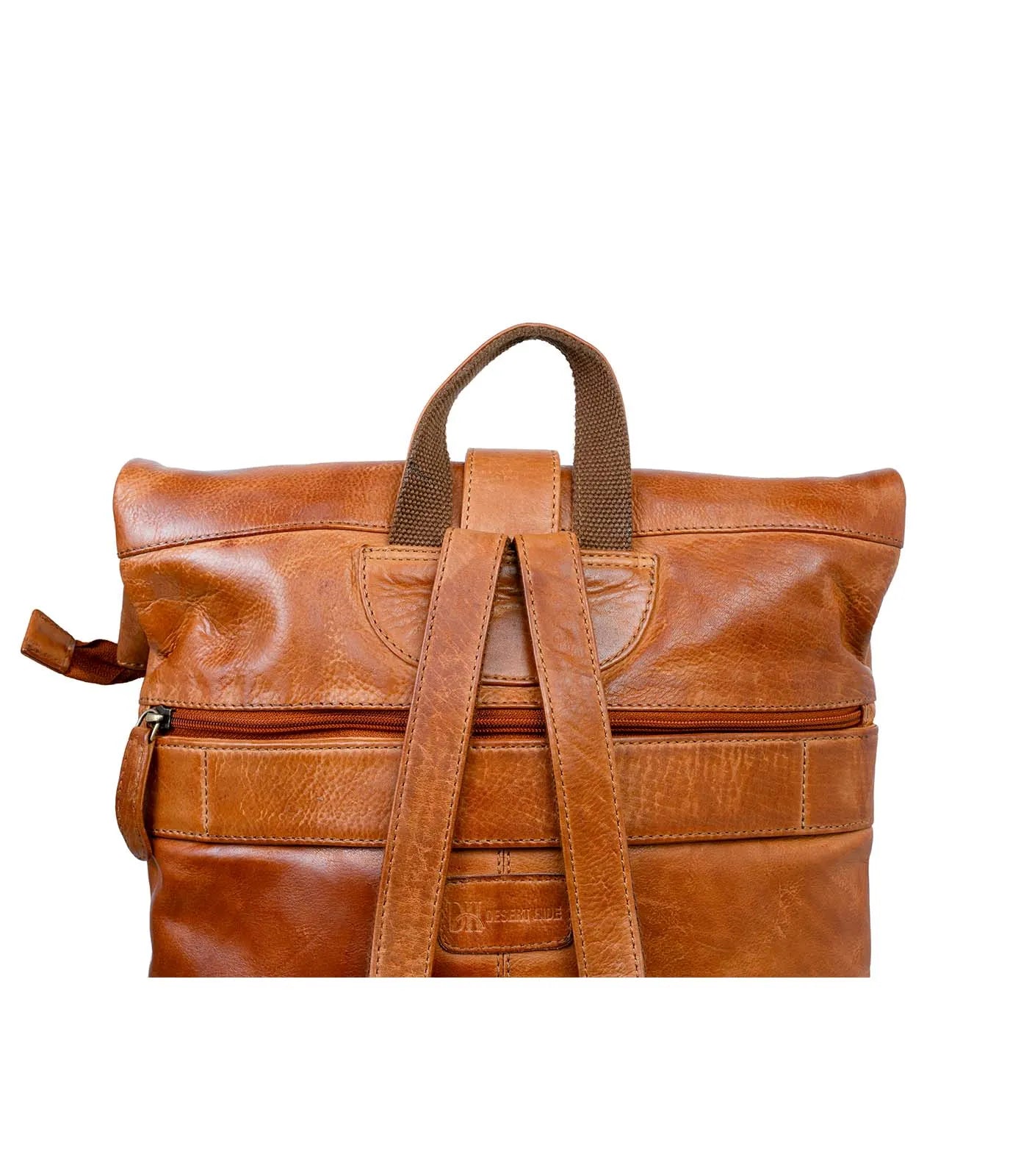 Cognac Washed Leather Backpack