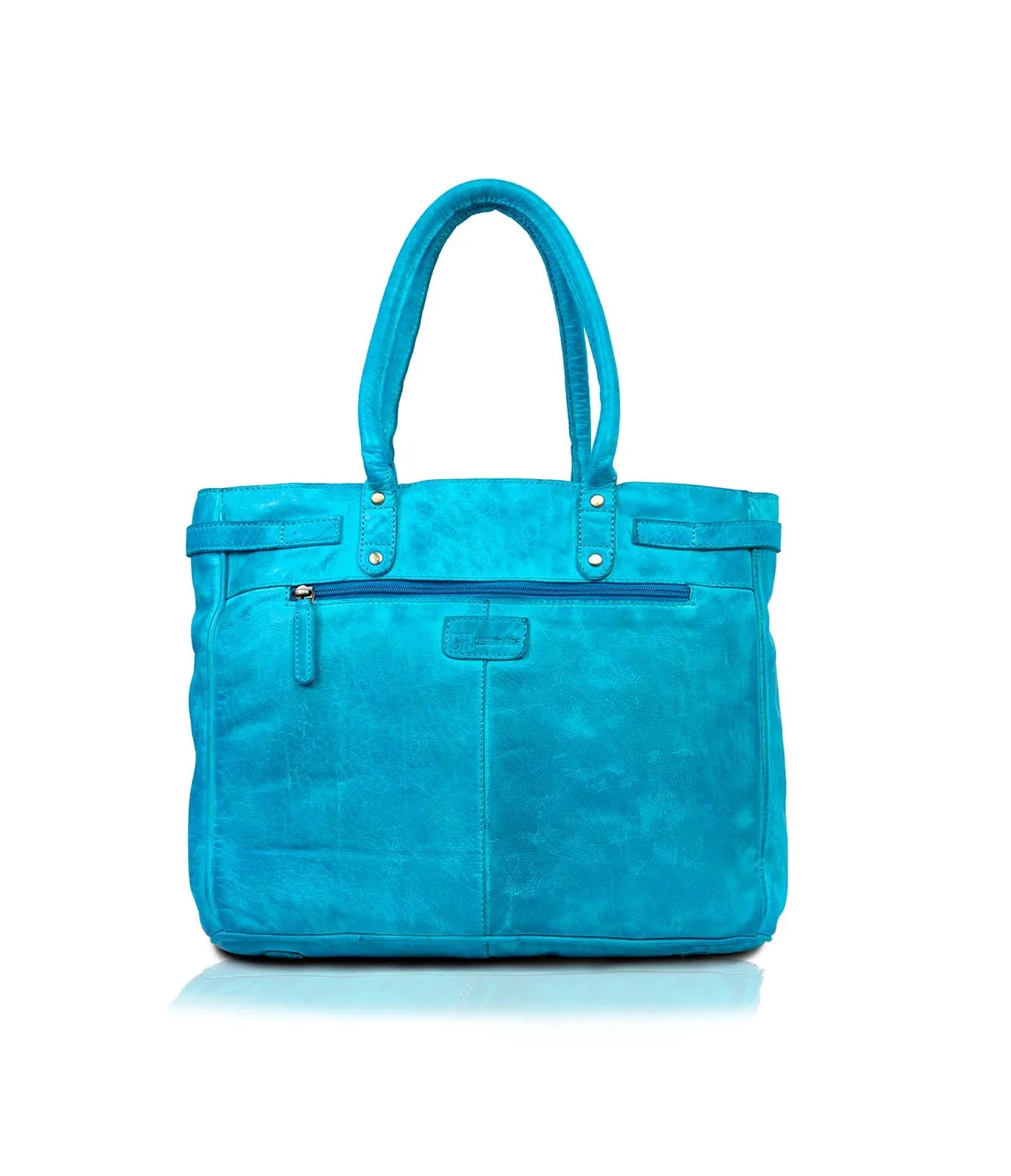 Turquoise Washed Premium Leather Tote Bag