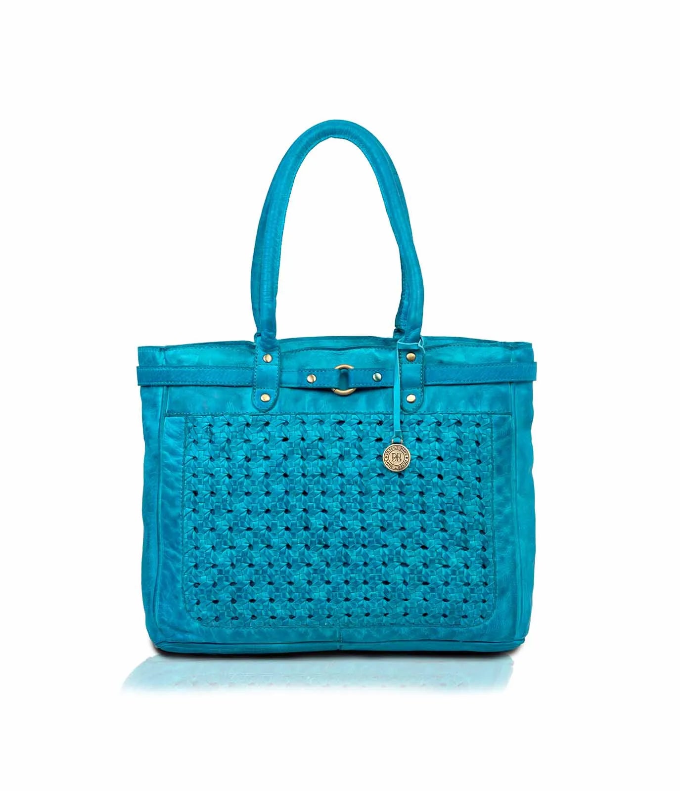 Turquoise Washed Premium Leather Tote Bag