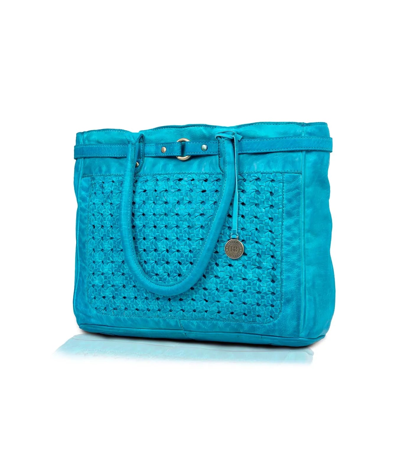 Turquoise Washed Premium Leather Tote Bag