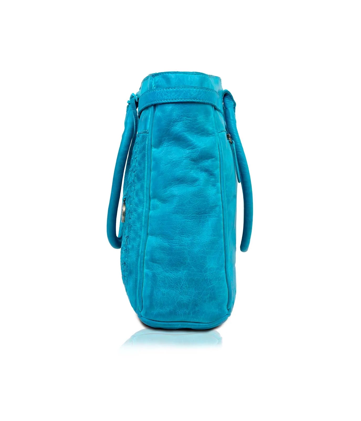 Turquoise Washed Premium Leather Tote Bag