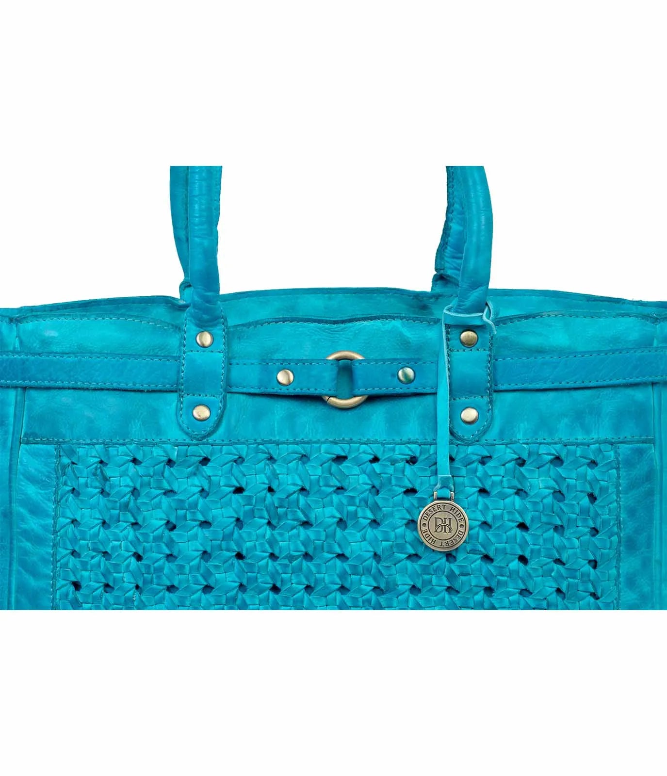 Turquoise Washed Premium Leather Tote Bag