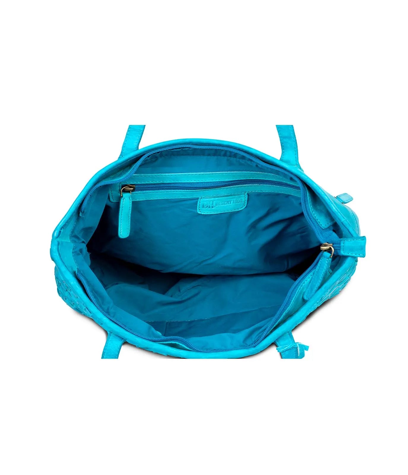 Turquoise Washed Leather Tote Bag