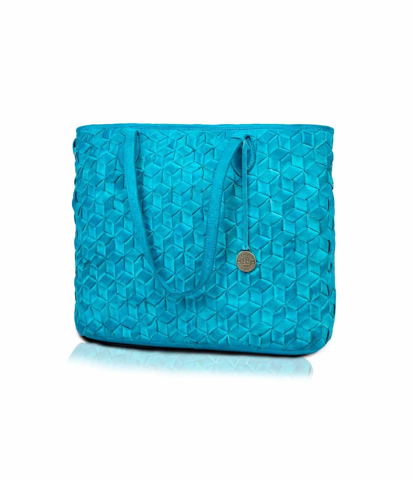 Turquoise Washed Leather Tote Bag