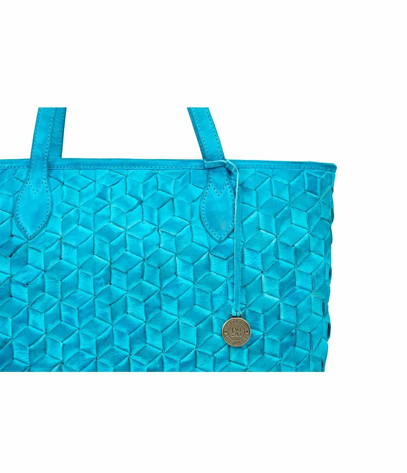 Turquoise Washed Leather Tote Bag
