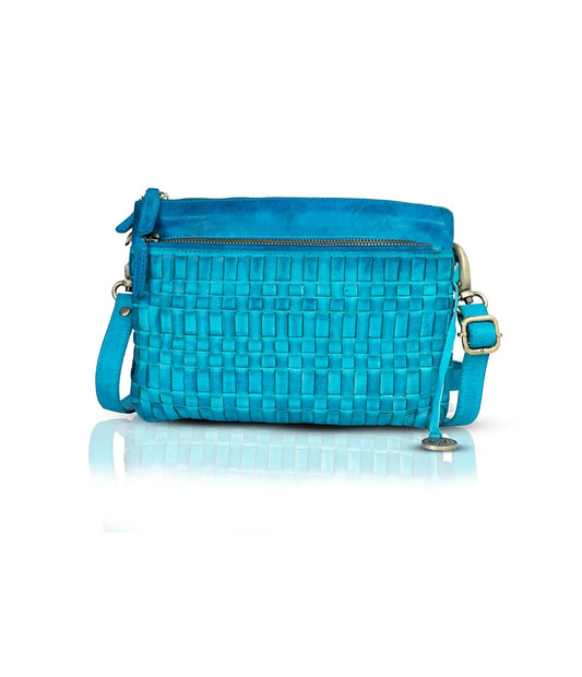 Turquoise Washed Leather Cross Body Bags