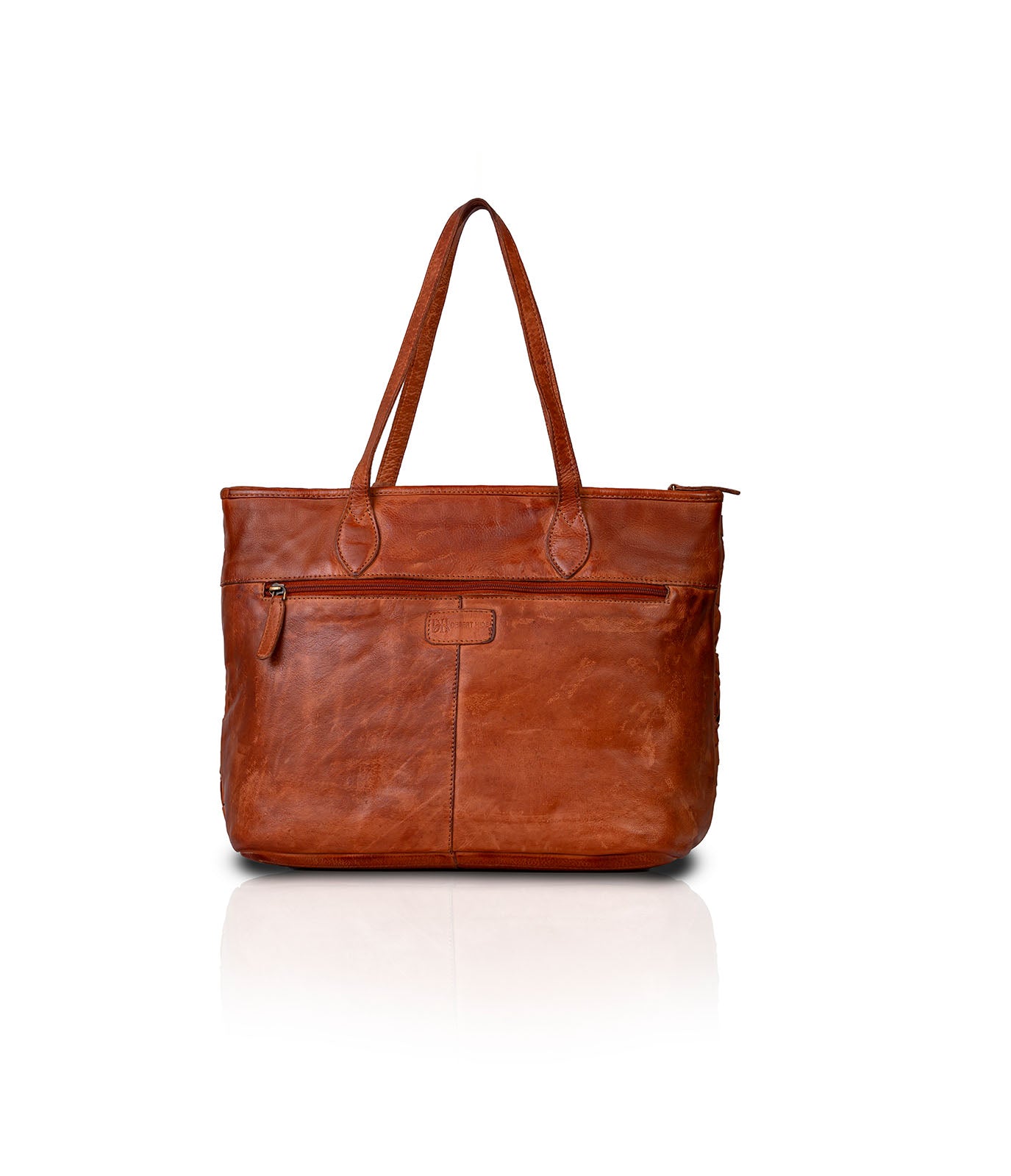 Cognac Washed Premium Leather Tote Bag
