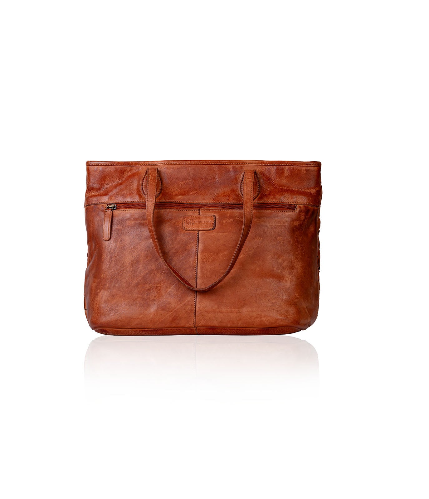 Cognac Washed Premium Leather Tote Bag