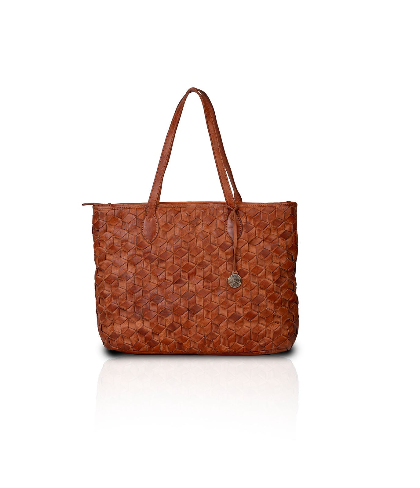 Cognac Washed Premium Leather Tote Bag
