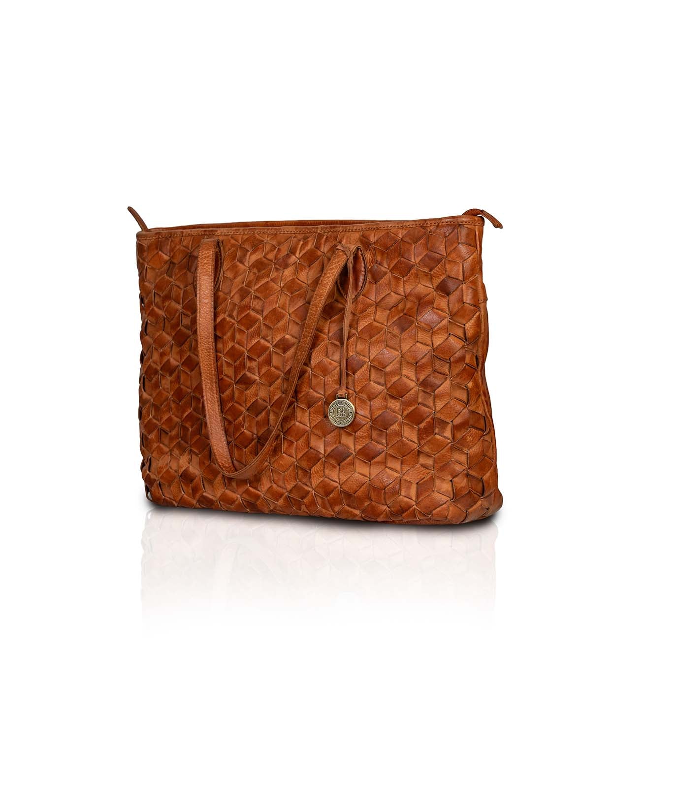 Cognac Washed Premium Leather Tote Bag