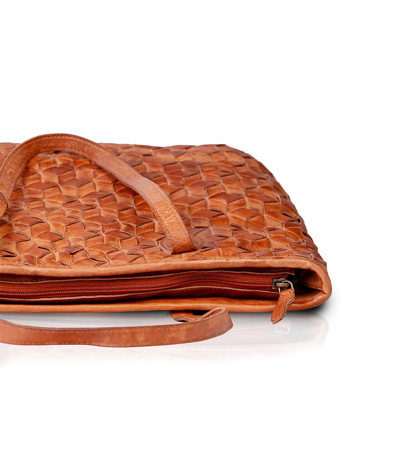 Cognac Washed Premium Leather Tote Bag