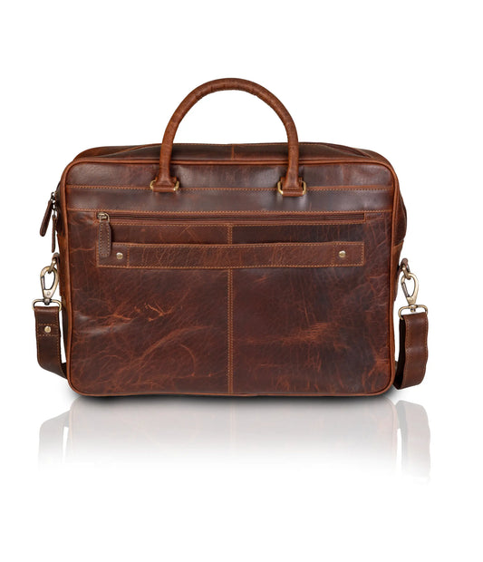 Oily Tan Leather Briefcase Bag